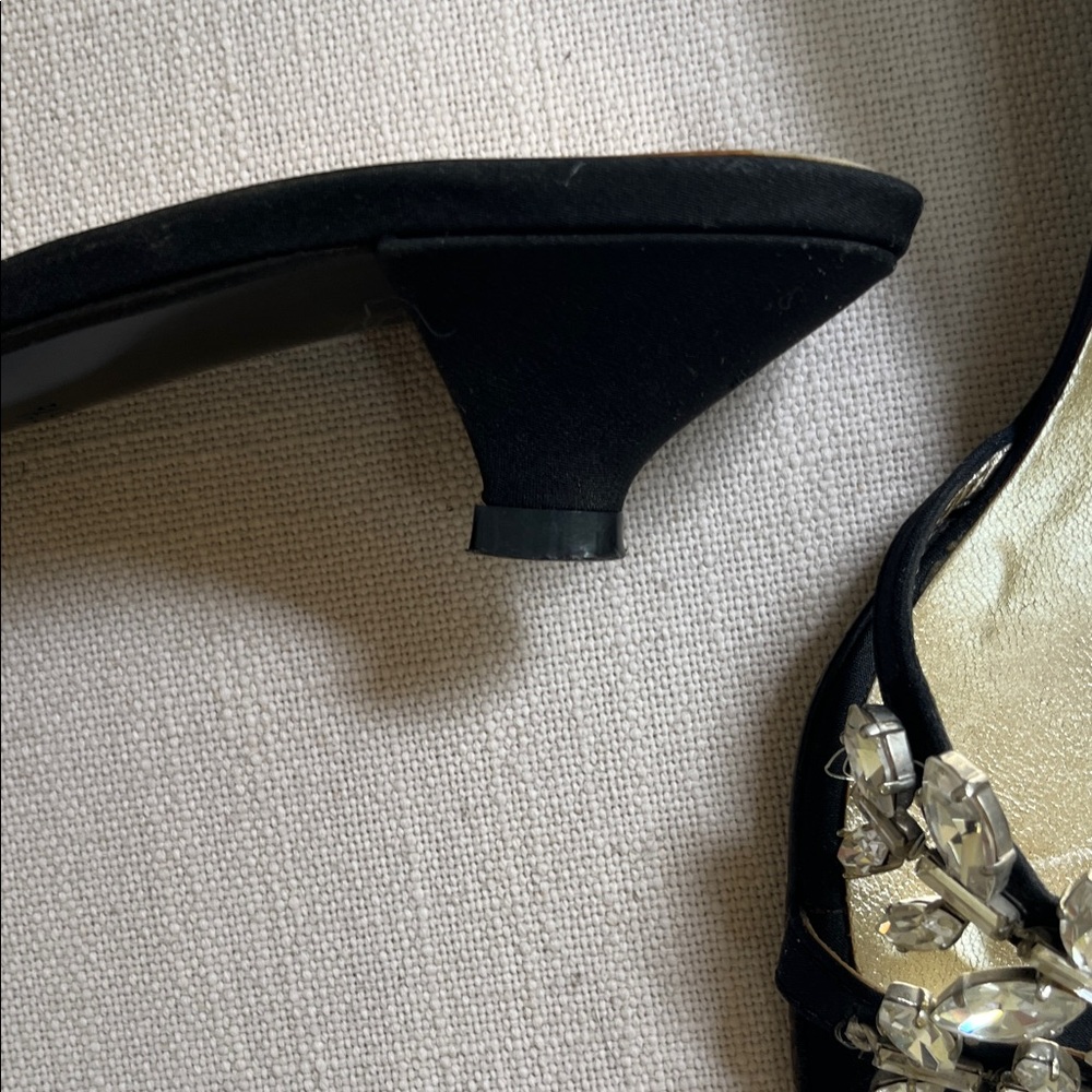 Dolce & Gabbana Black and Gold Crystal Mules Size 6 / Euro 36.5 - Picture 4 of 9